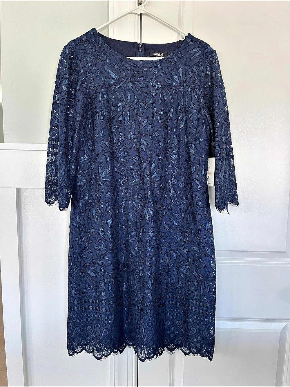 Kensie KLDN0805 Floral Lace Mini Dress Blue Size 12 NWT